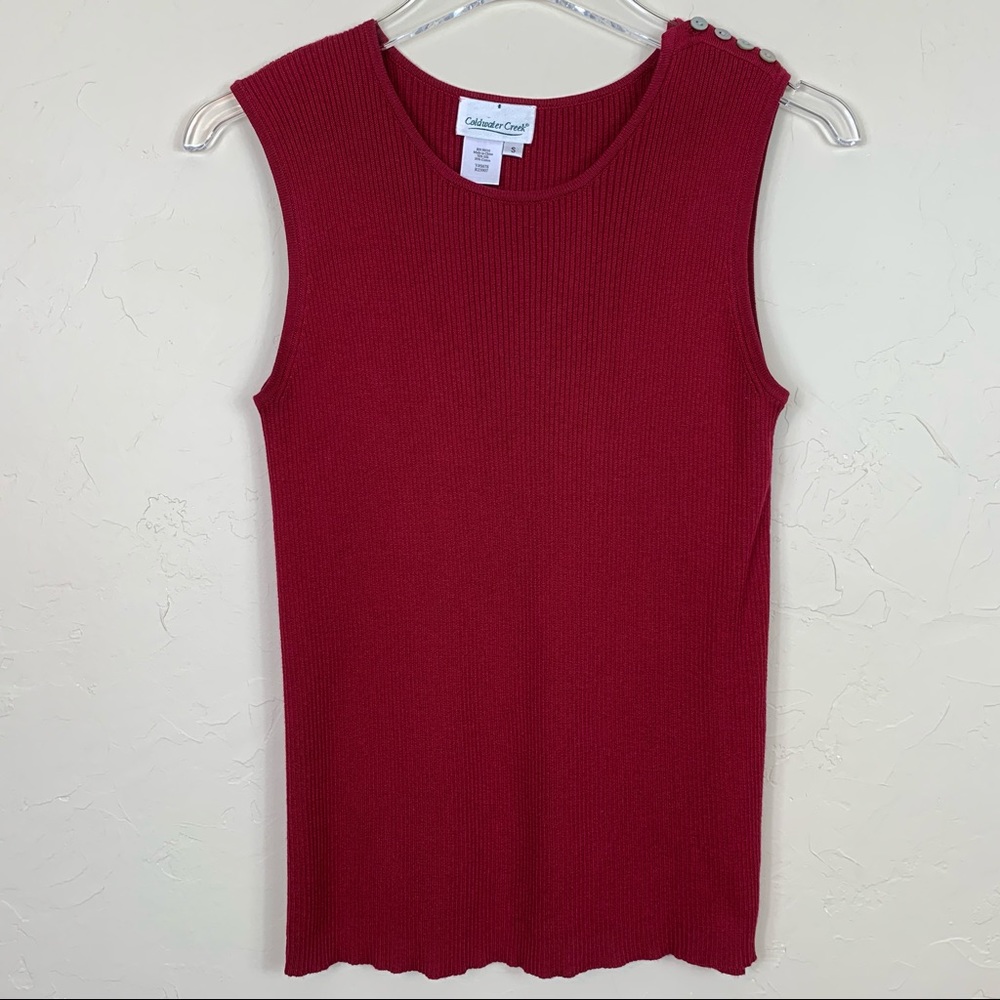 COLDWATER CREEK Cranberry Wine SILK Rib Knit Top S
